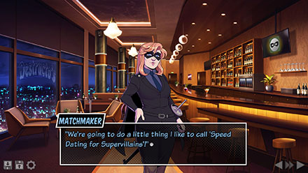 Screenshot of the Matchmaker running a speed dating for supervillains event.